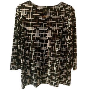 JM Collection JACQUARDS Blouse Black and Gold
